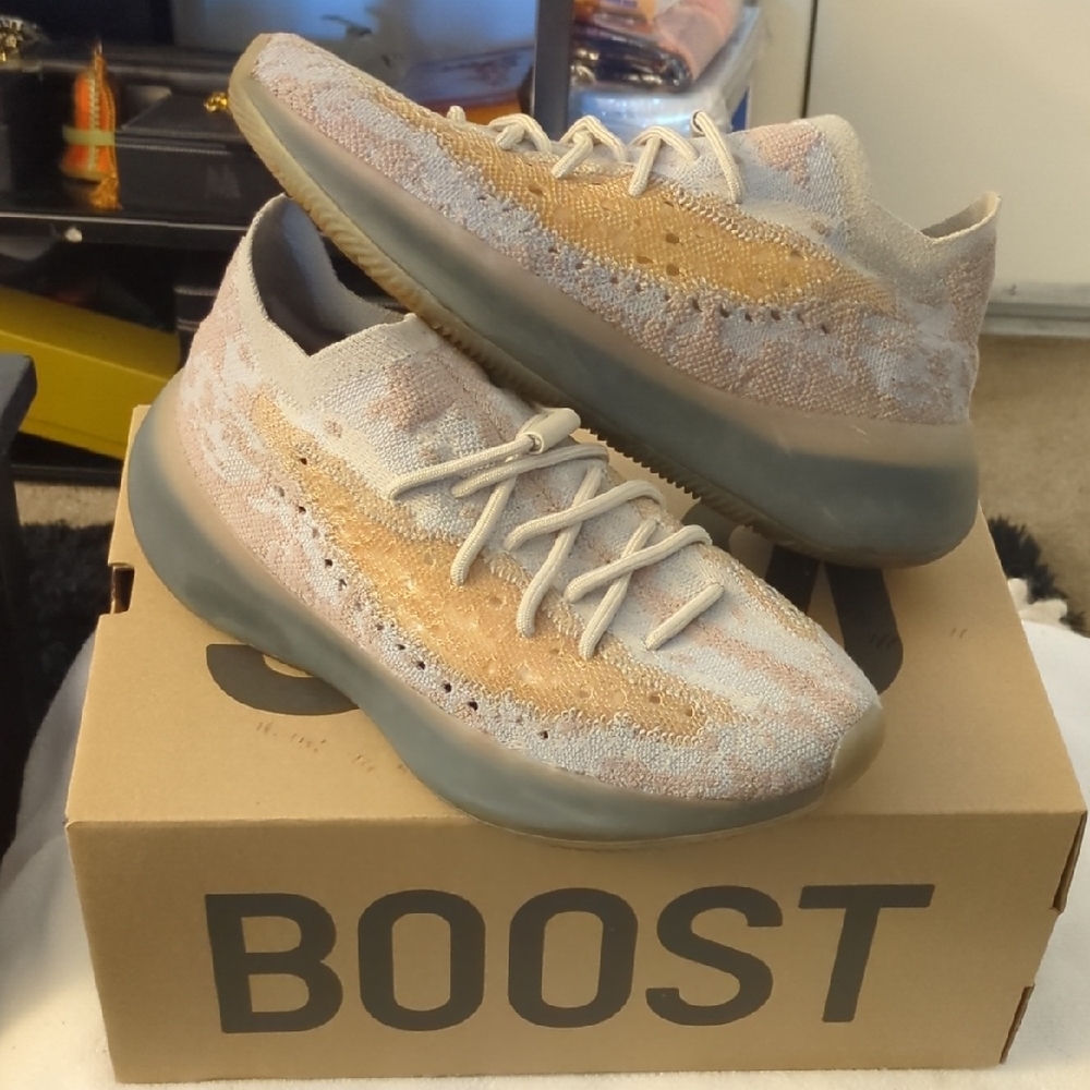 Adidas YEEZY Boost Men's Athletic Shoes - Cream and Gray Size 10.5 men's $100